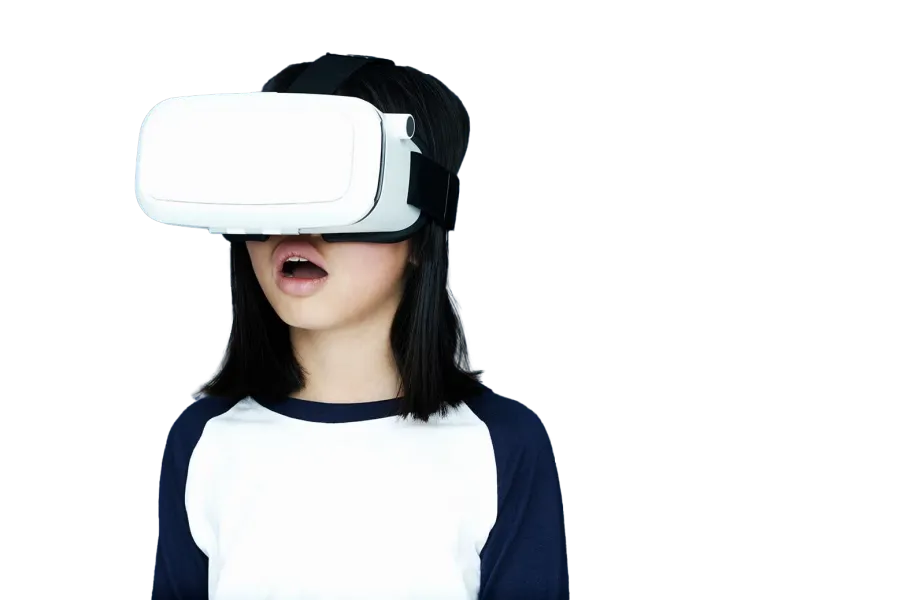 Niña con gafas de realidad virtual